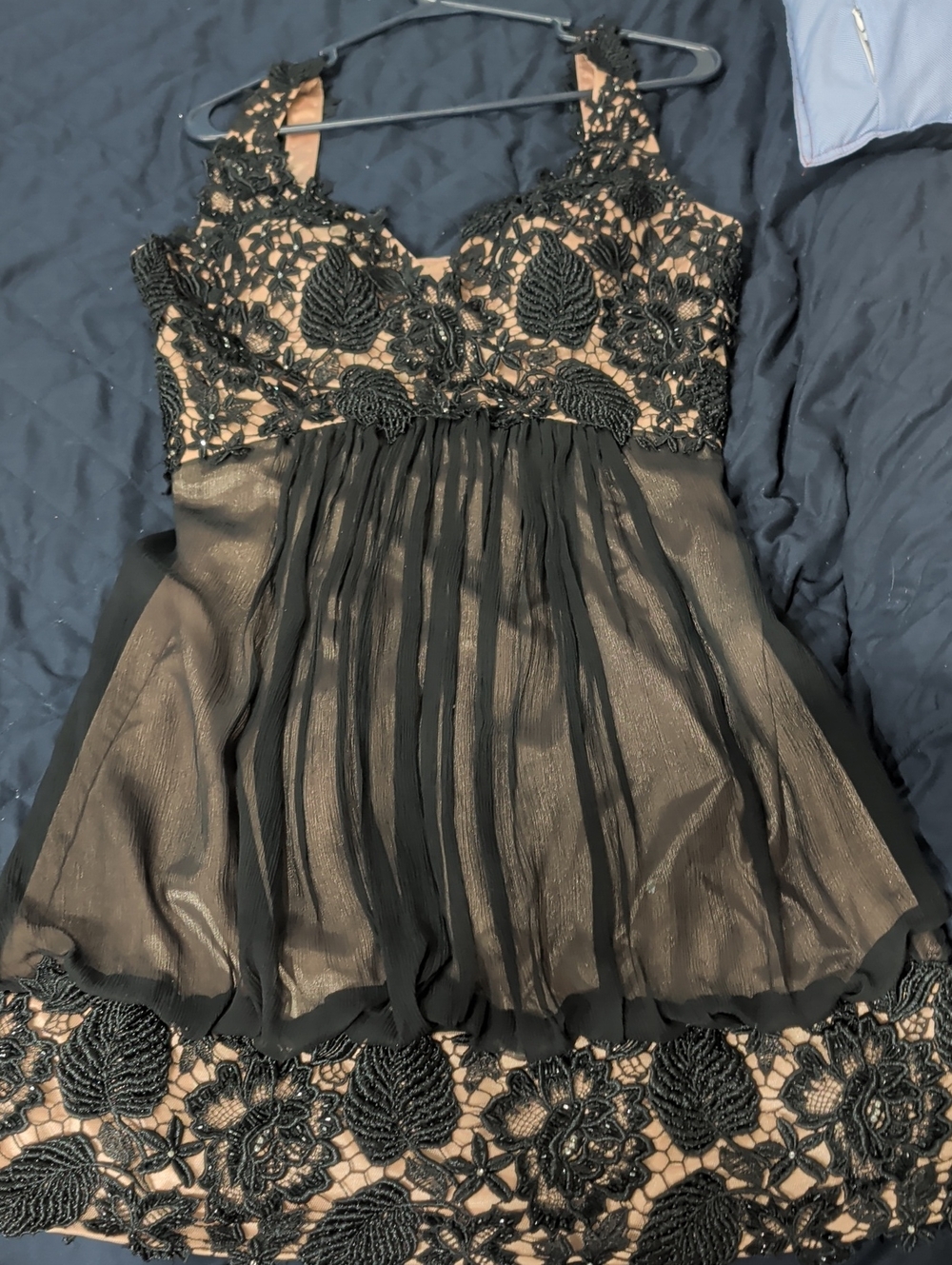 Jovani Black & Nude Lace Chiffon Womens Formal Dress